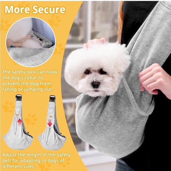 CUBY Dog and Cat Sling Carrier Hands Free Reversible Pet Papoose Bag Gray Plaid - Picture 10 of 13